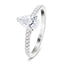 Certified Diamond Pear Side Stone Engagement Ring 0.50ct E/VS 18k White Gold