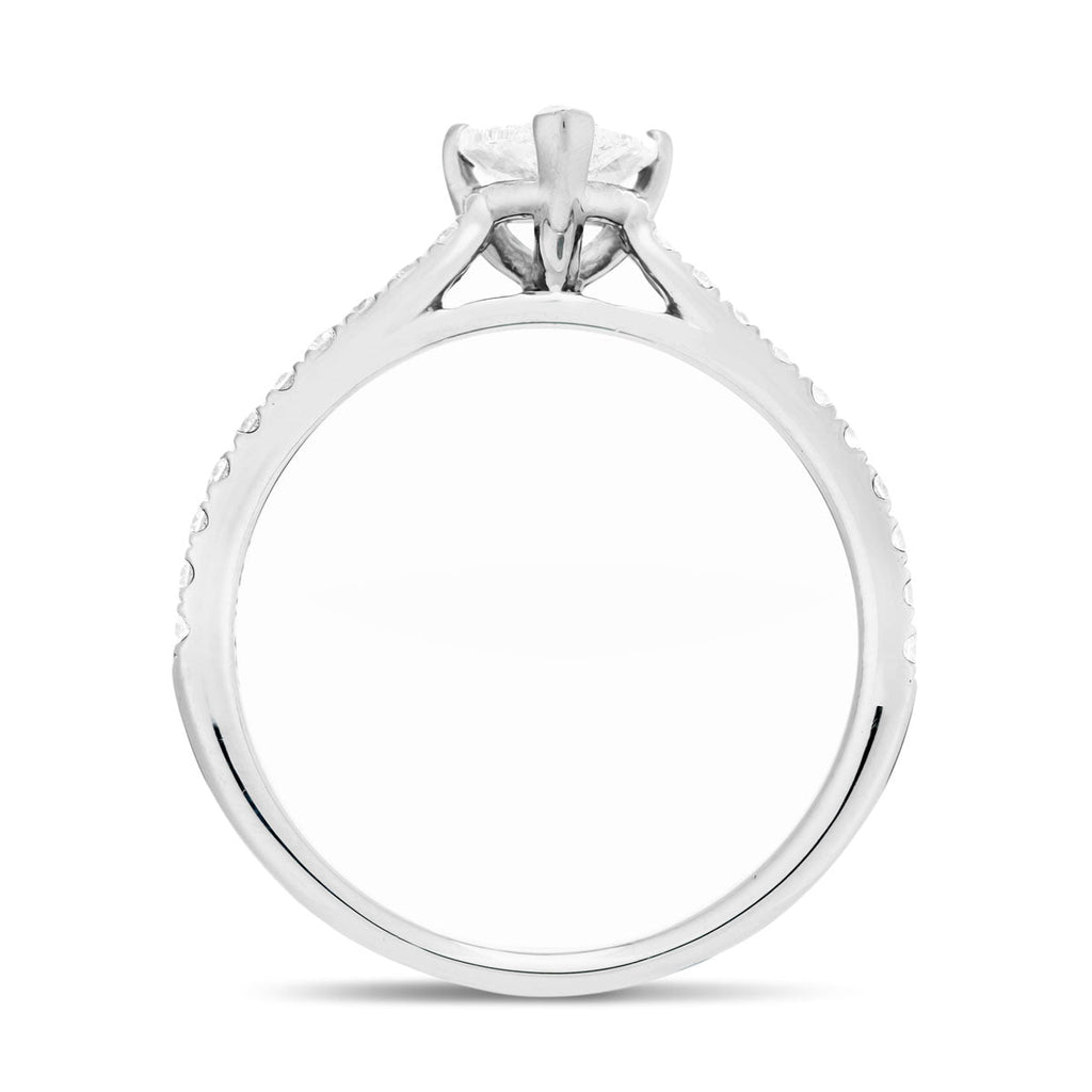 Certified Diamond Pear Side Stone Engagement Ring 0.80ct E/VS 18k White Gold - All Diamond