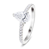 Certified Diamond Pear Side Stone Engagement Ring 0.80ct E/VS 18k White Gold - All Diamond