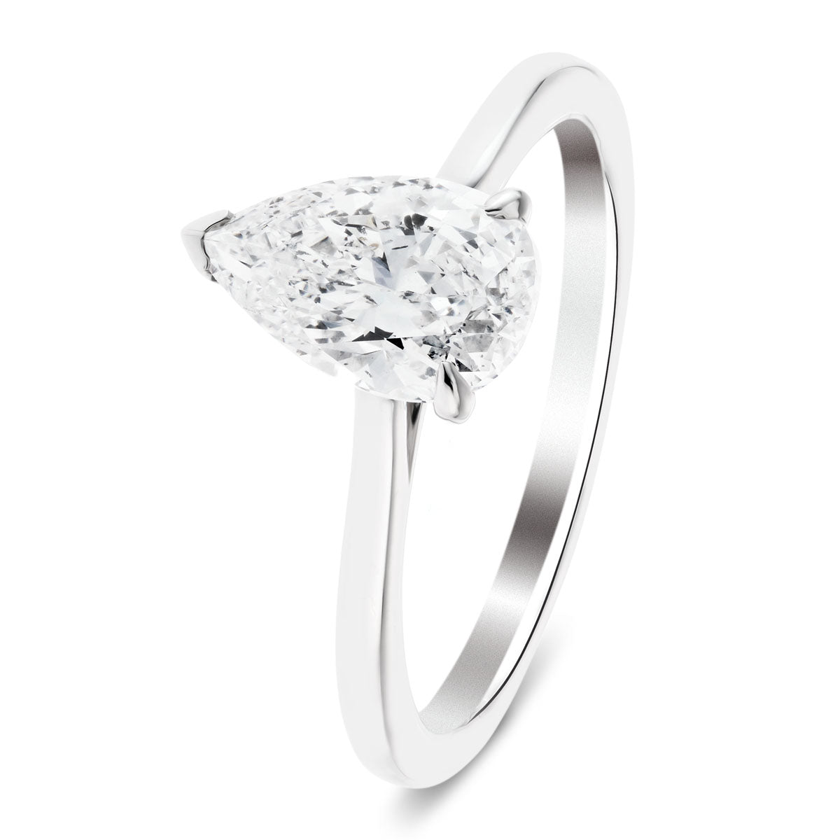 Certified Diamond Pear Solitaire Engagement Ring 0.30ct G/SI 18k White Gold - All Diamond