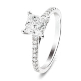 Certified Diamond Princess Side Stone Engagement Ring 0.80ct E/VS 18k White Gold - All Diamond