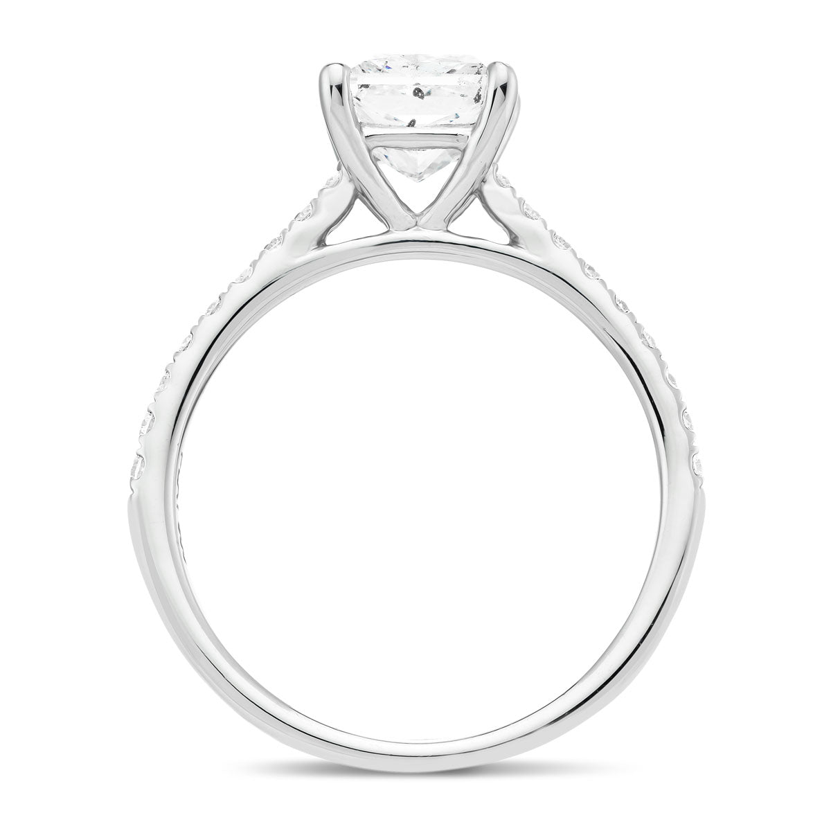 Certified Diamond Princess Side Stone Engagement Ring 1.00ct E/VS 18k White Gold - All Diamond