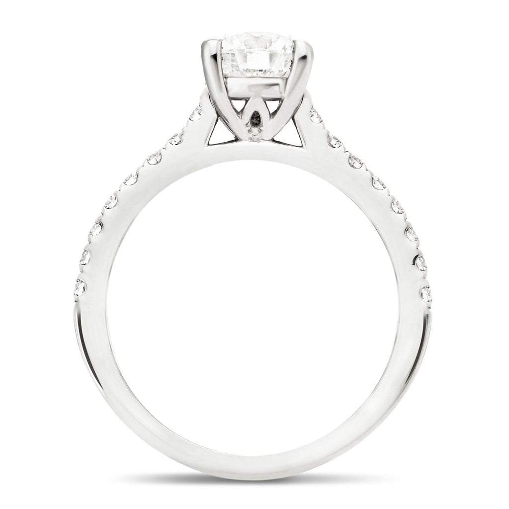 Certified Diamond Round Side Stone Engagement Ring 0.45ct E/VS 18k White Gold - All Diamond