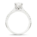 Certified Diamond Round Side Stone Engagement Ring 0.65ct G/SI 18k White Gold - All Diamond