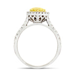 Certified Heart Yellow Diamond Halo Engagement Ring 0.80ct Ring in 18k White Gold - All Diamond