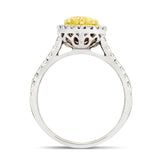 Certified Heart Yellow Diamond Halo Engagement Ring 2.50ct Ring in 18k White Gold - All Diamond