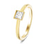 Certified Princess Diamond Rub Over Engagement Ring 0.30ct E/VS 18k Yellow Gold