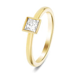 Certified Princess Diamond Rub Over Engagement Ring 0.30ct G/SI 18k Yellow Gold - All Diamond