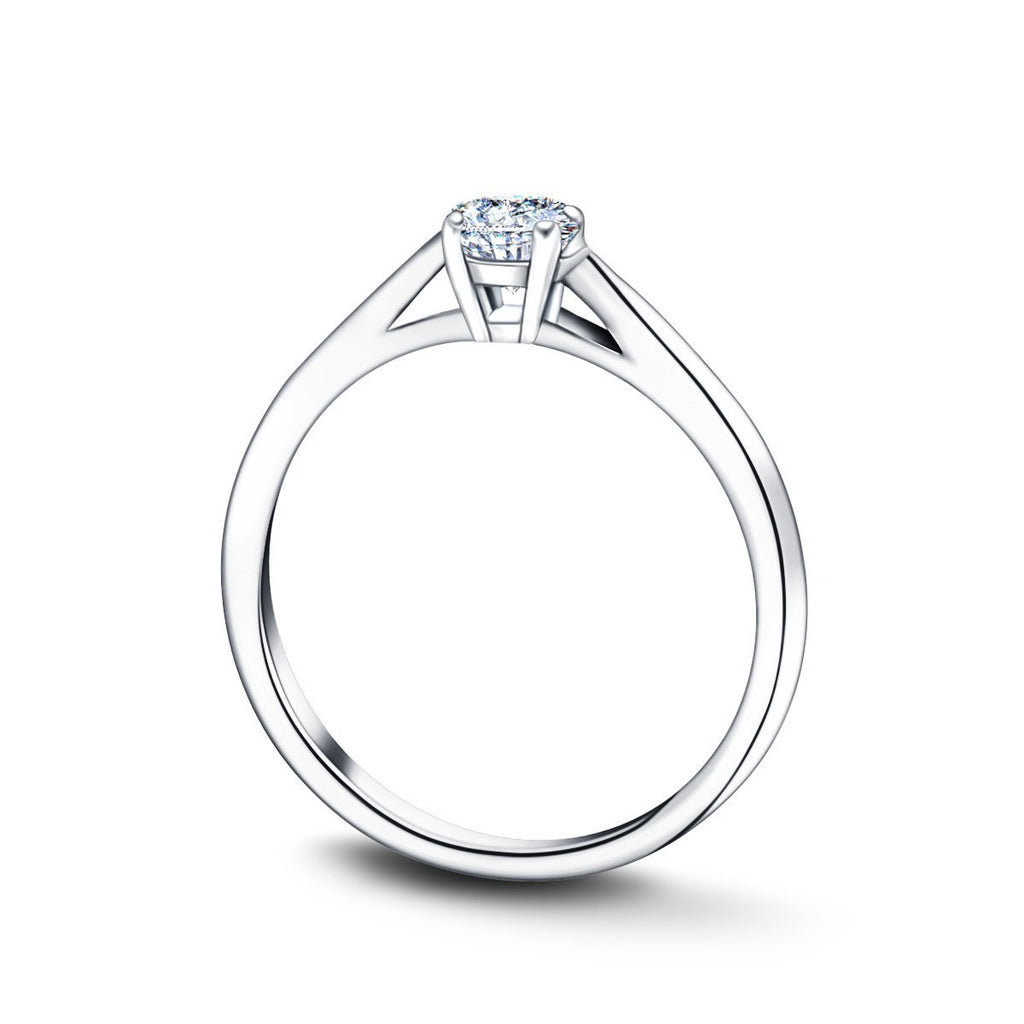 Certified Solitaire Diamond Engagement Ring 0.20ct H/SI Quality 18k White Gold - All Diamond