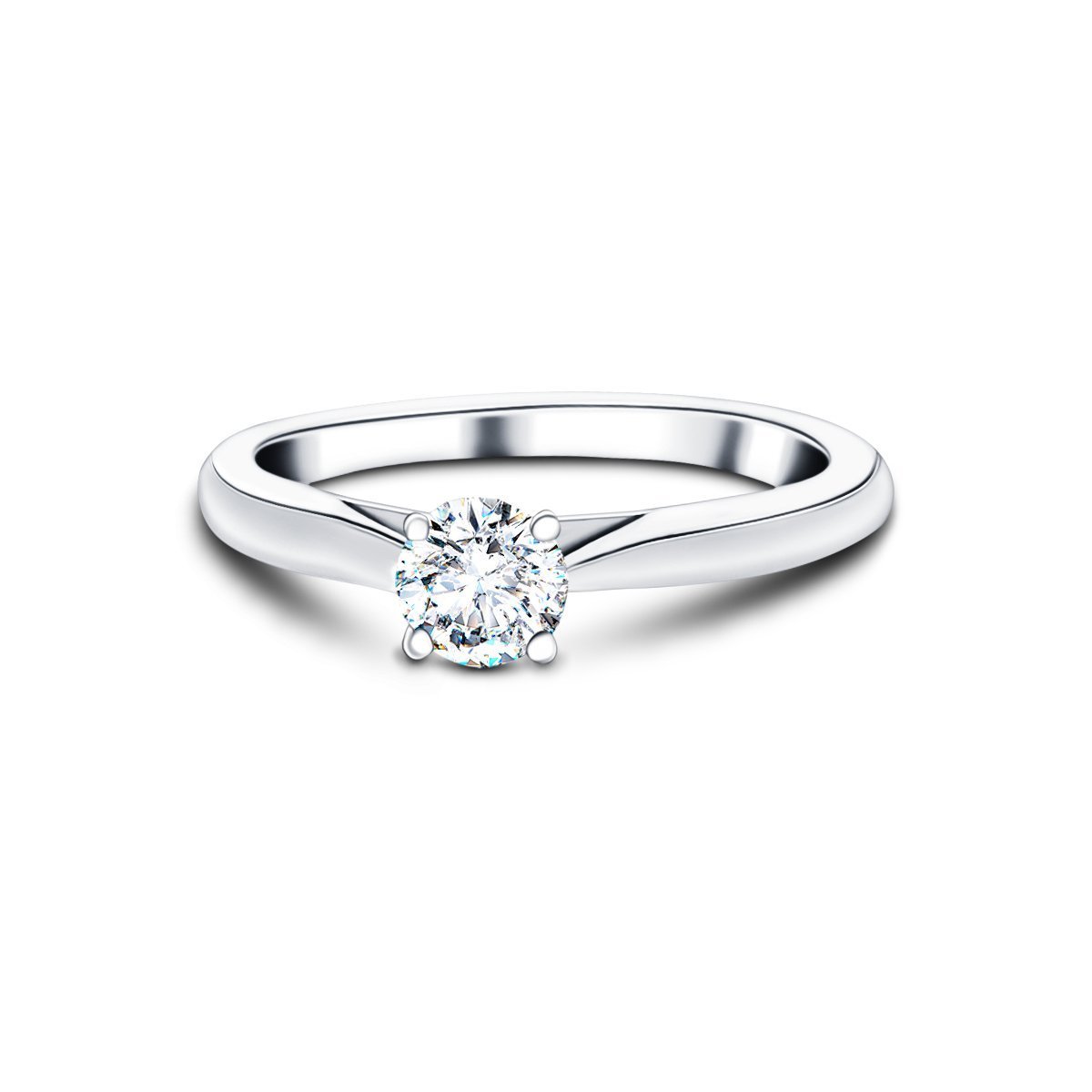 Certified Solitaire Diamond Engagement Ring 0.20ct H/SI Quality 18k White Gold - All Diamond