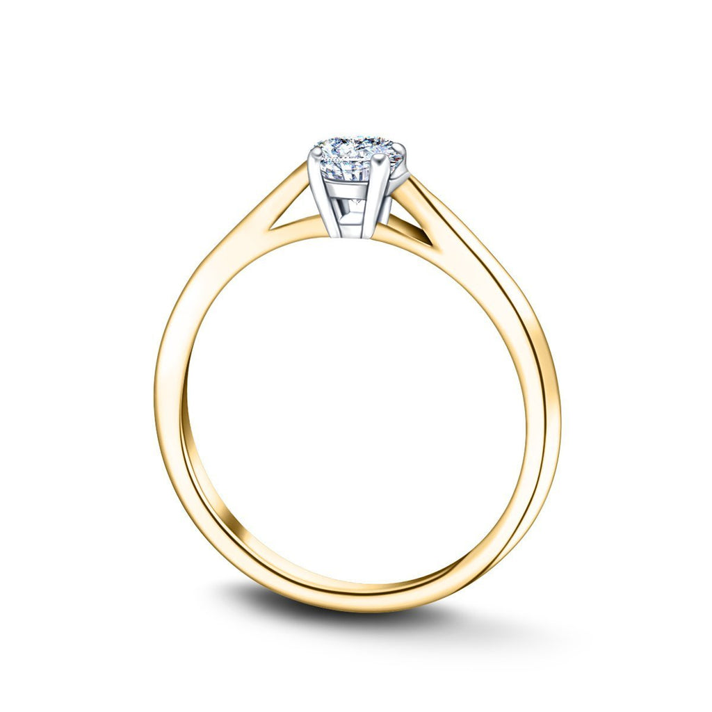 Certified Solitaire Diamond Engagement Ring 0.20ct H/SI Quality 18k Yellow Gold - All Diamond