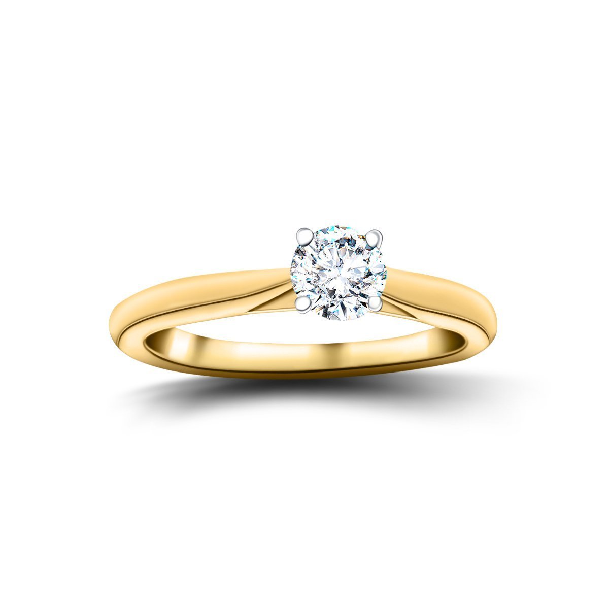 Certified Solitaire Diamond Engagement Ring 0.20ct H/SI Quality 18k Yellow Gold - All Diamond