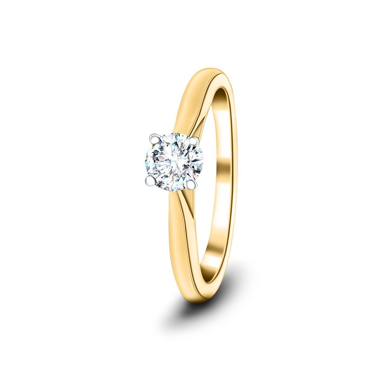 Certified Solitaire Diamond Engagement Ring 0.20ct H/SI Quality 9k Yellow Gold - All Diamond