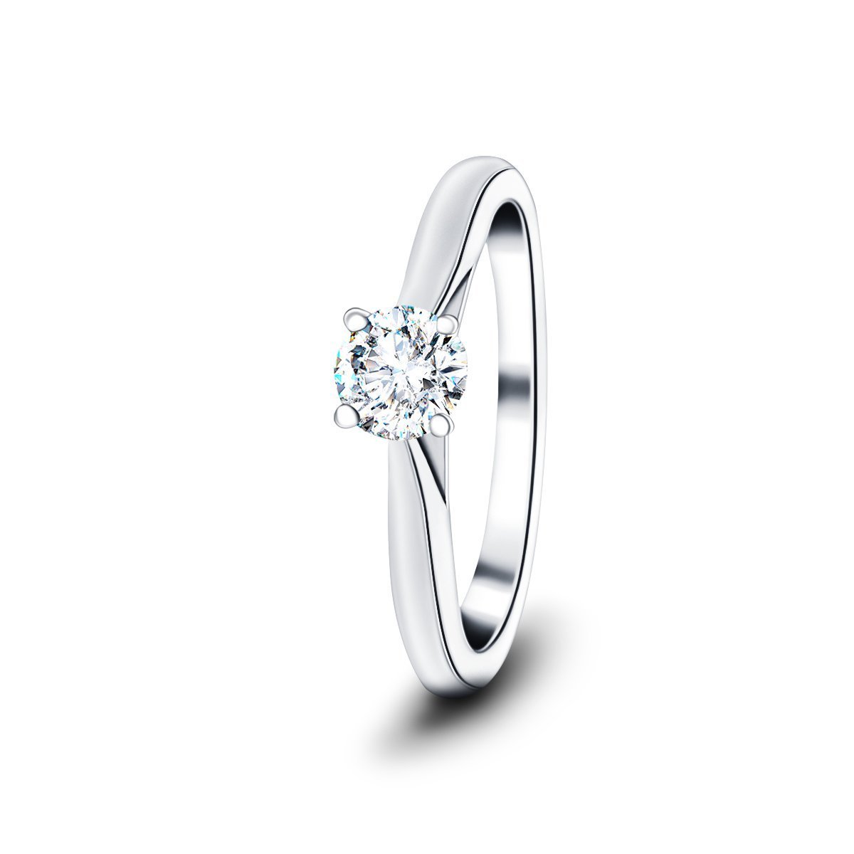 Certified Solitaire Diamond Engagement Ring 0.20ct H/SI Quality in Platinum - All Diamond