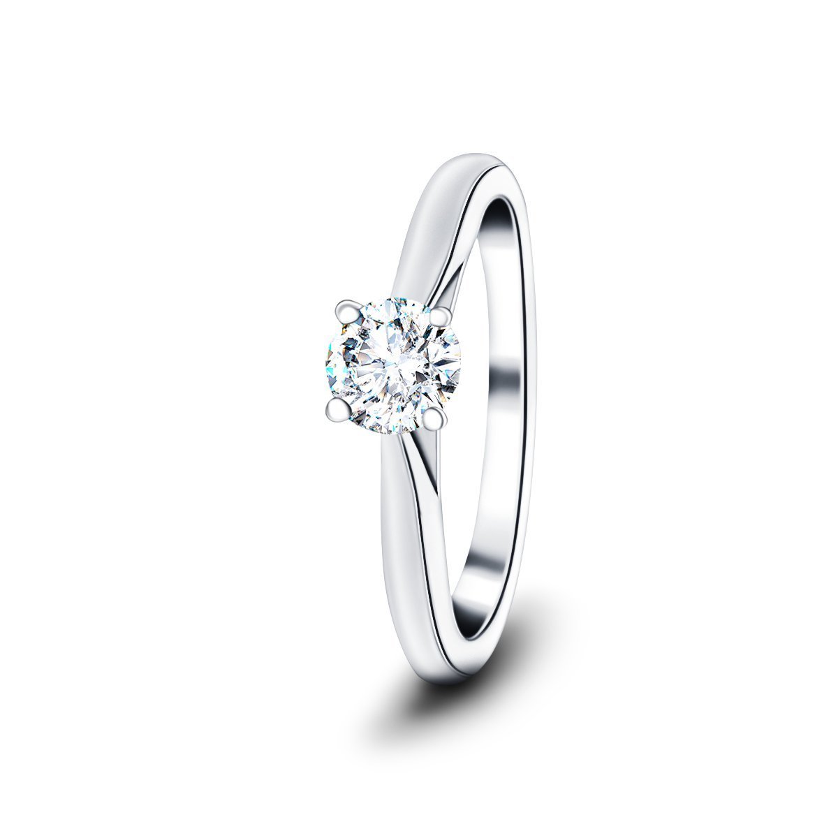 Certified Solitaire Diamond Engagement Ring 0.25ct H/SI Quality 18k White Gold - All Diamond