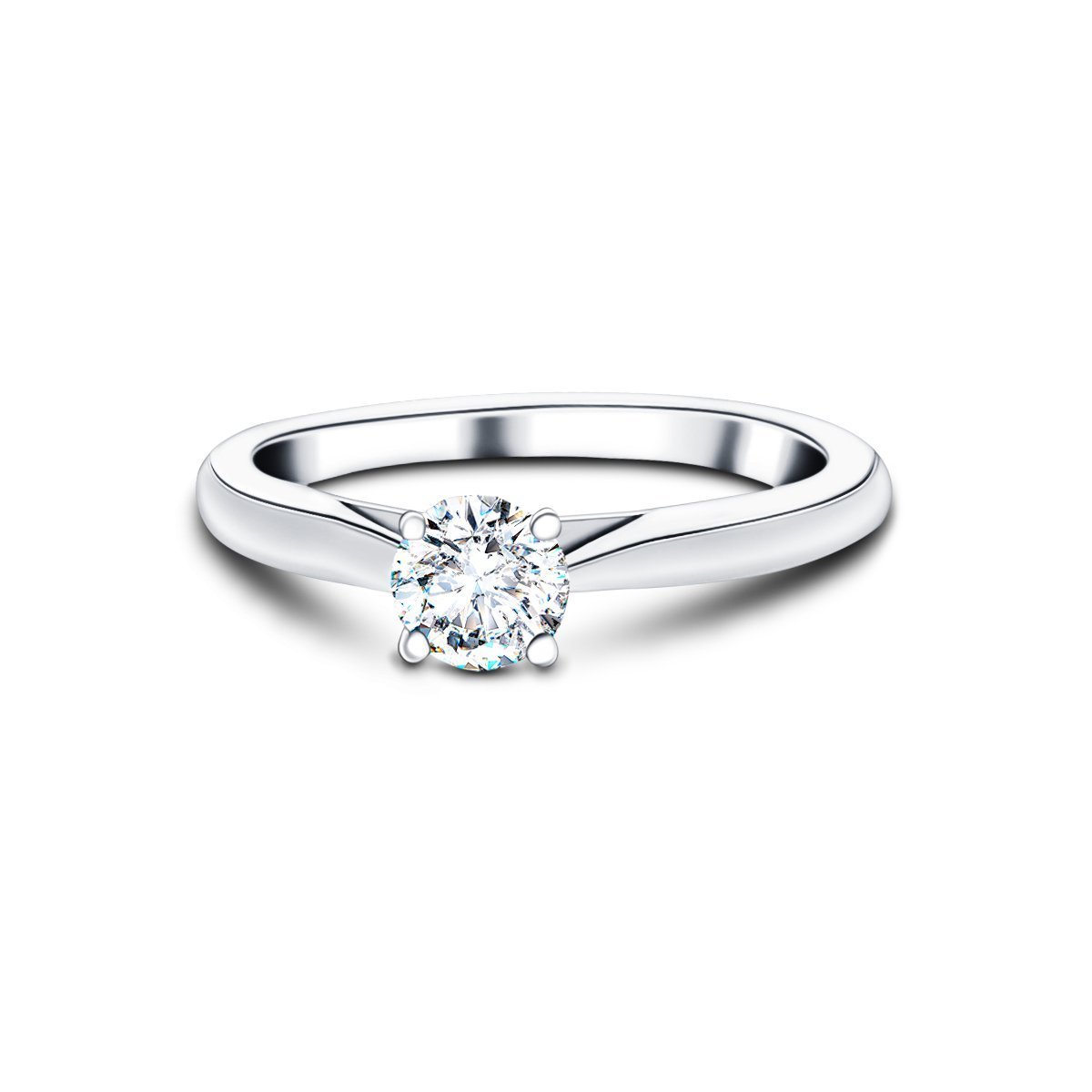 Certified Solitaire Diamond Engagement Ring 0.25ct H/SI Quality 18k White Gold - All Diamond