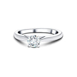 Certified Solitaire Diamond Engagement Ring 0.25ct H/SI Quality 18k White Gold - All Diamond
