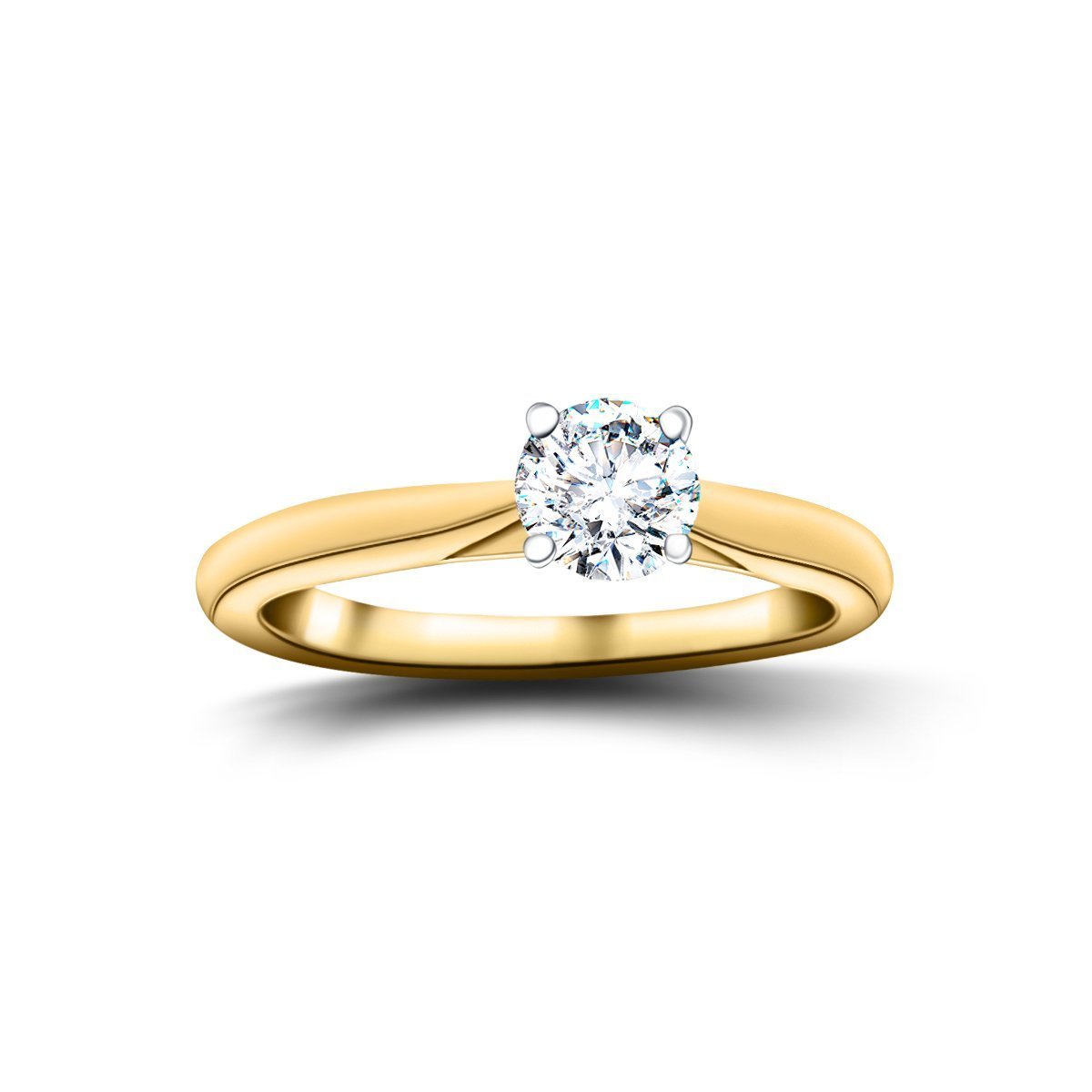 Certified Solitaire Diamond Engagement Ring 0.33ct H/SI Quality 18k Yellow Gold - All Diamond