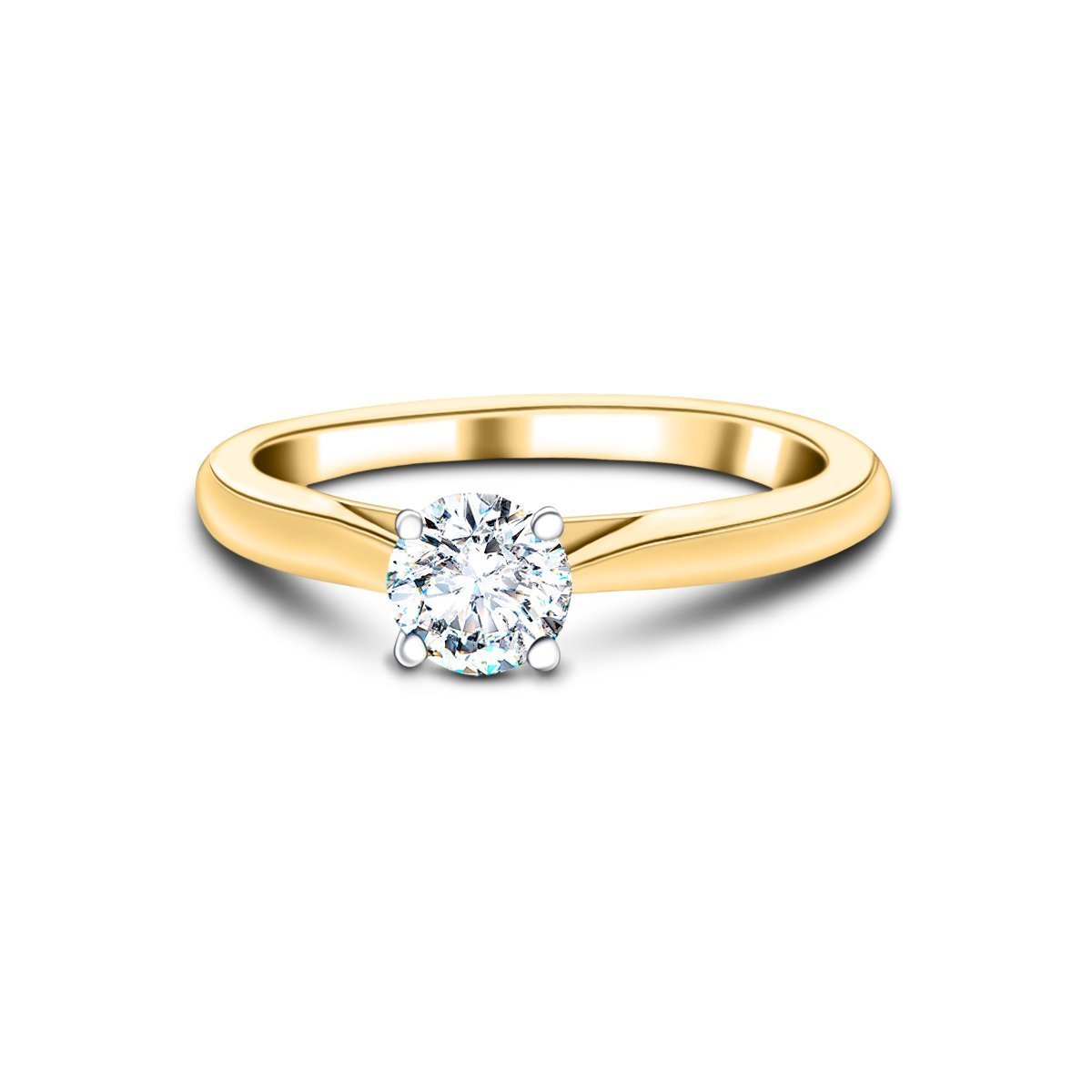 Certified Solitaire Diamond Engagement Ring 0.33ct H/SI Quality 18k Yellow Gold - All Diamond