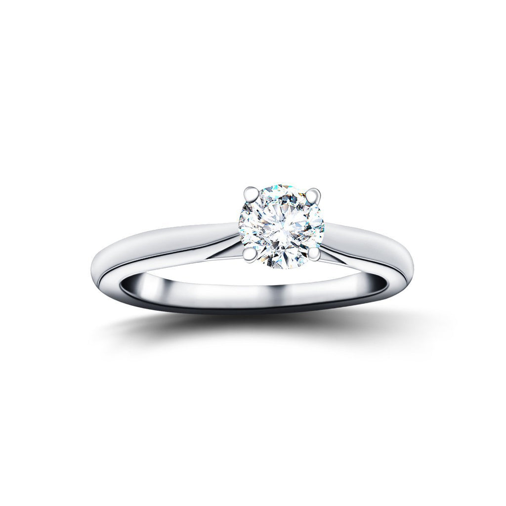 Certified Solitaire Diamond Engagement Ring 0.33ct H/SI Quality 9k White Gold - All Diamond