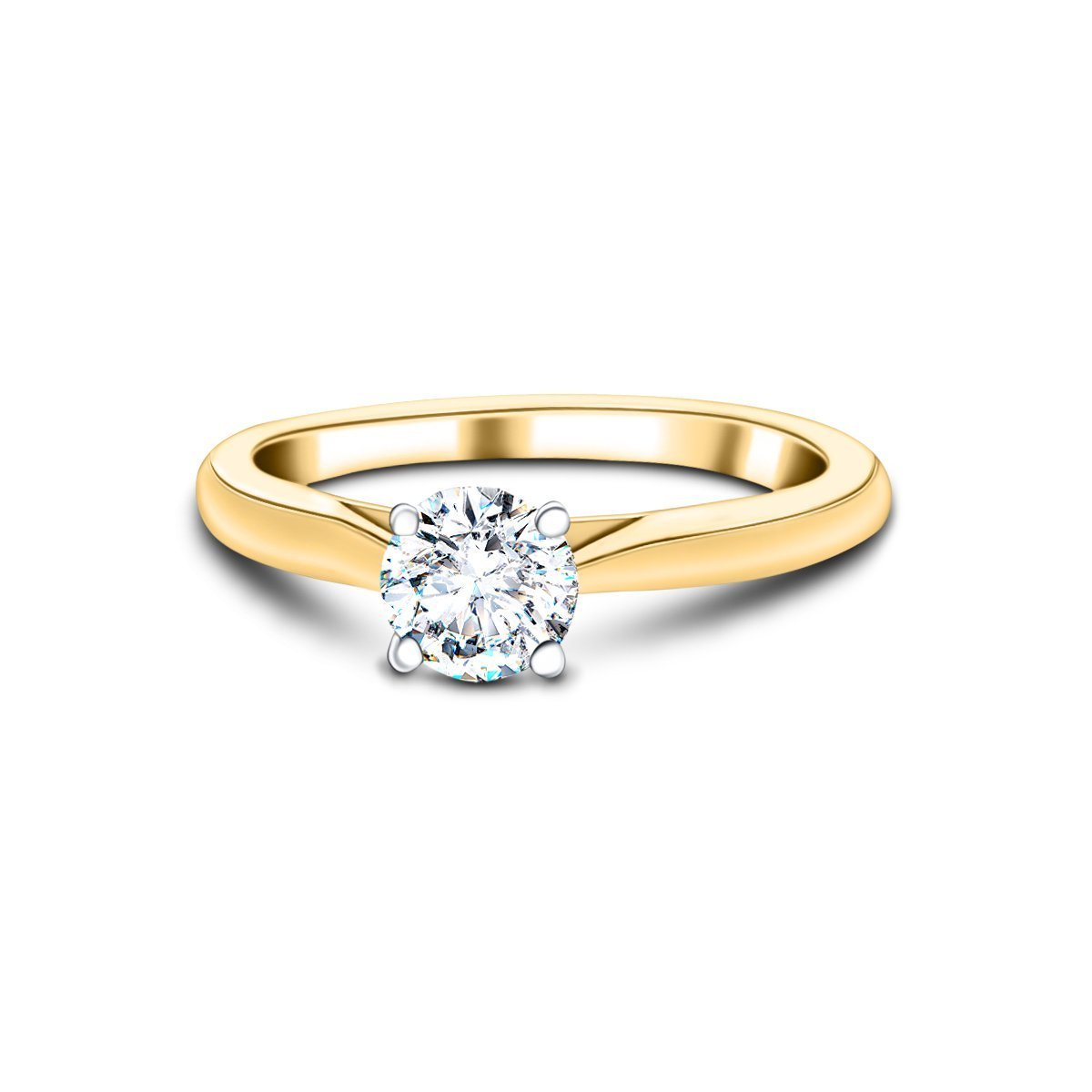 Certified Solitaire Diamond Engagement Ring 0.40ct H/SI Quality 18k Yellow Gold - All Diamond