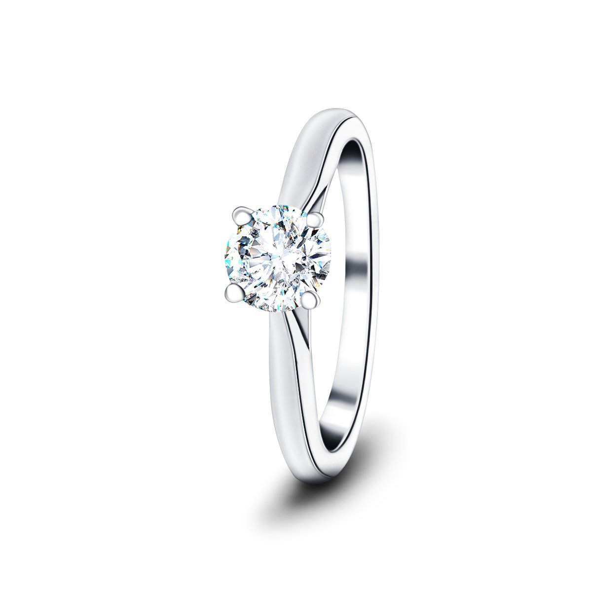 Certified Solitaire Diamond Engagement Ring 0.40ct H/SI Quality 9k White Gold - All Diamond