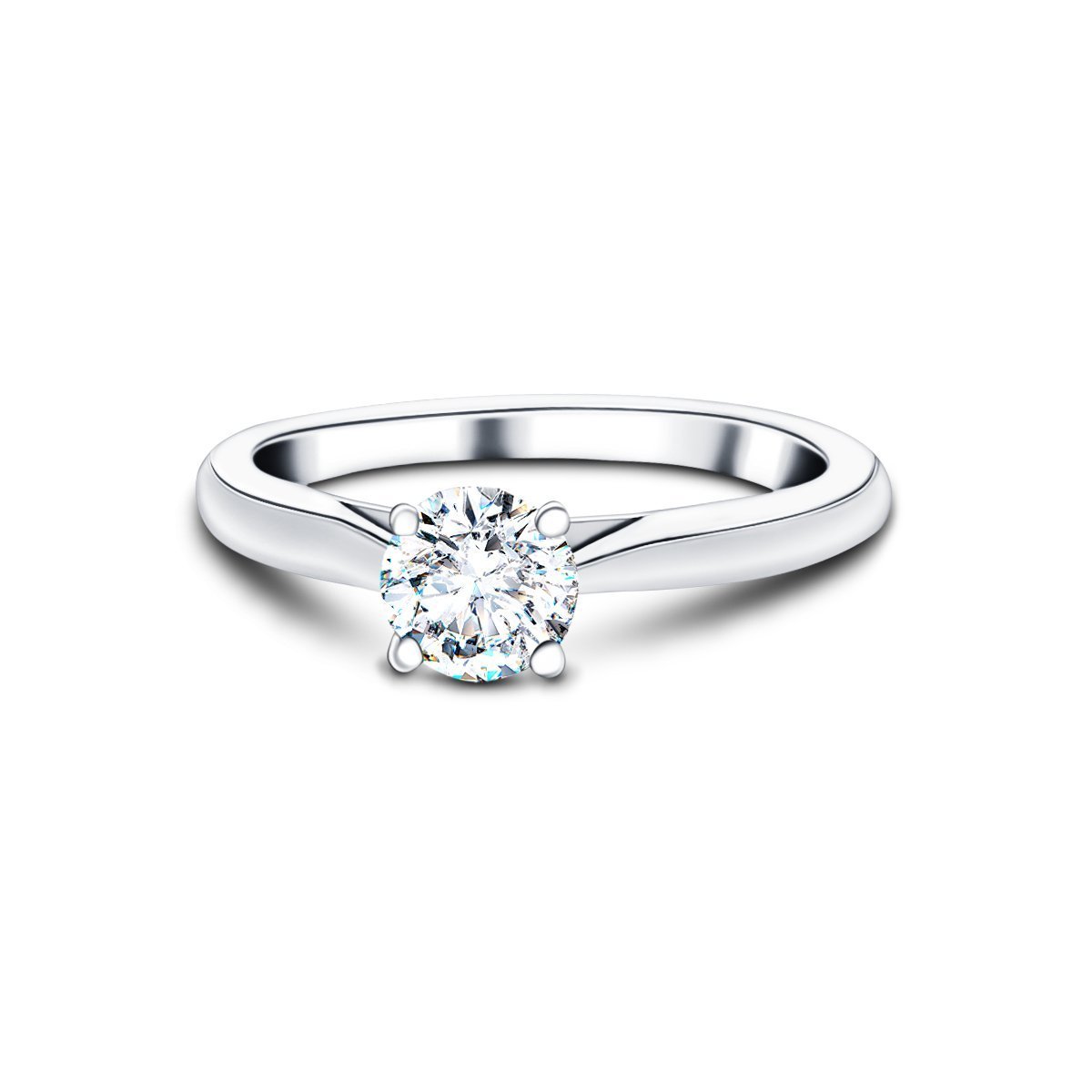 Certified Solitaire Diamond Engagement Ring 0.40ct H/SI Quality 9k White Gold - All Diamond