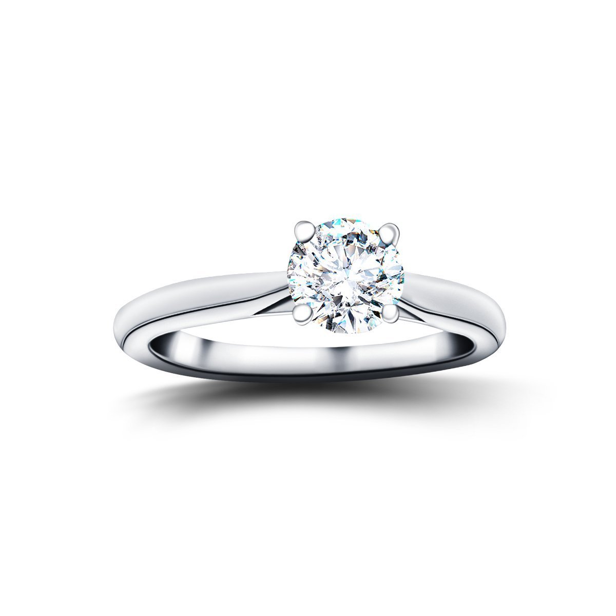 Certified Solitaire Diamond Engagement Ring 0.60ct E/VS Quality 18k White Gold - All Diamond