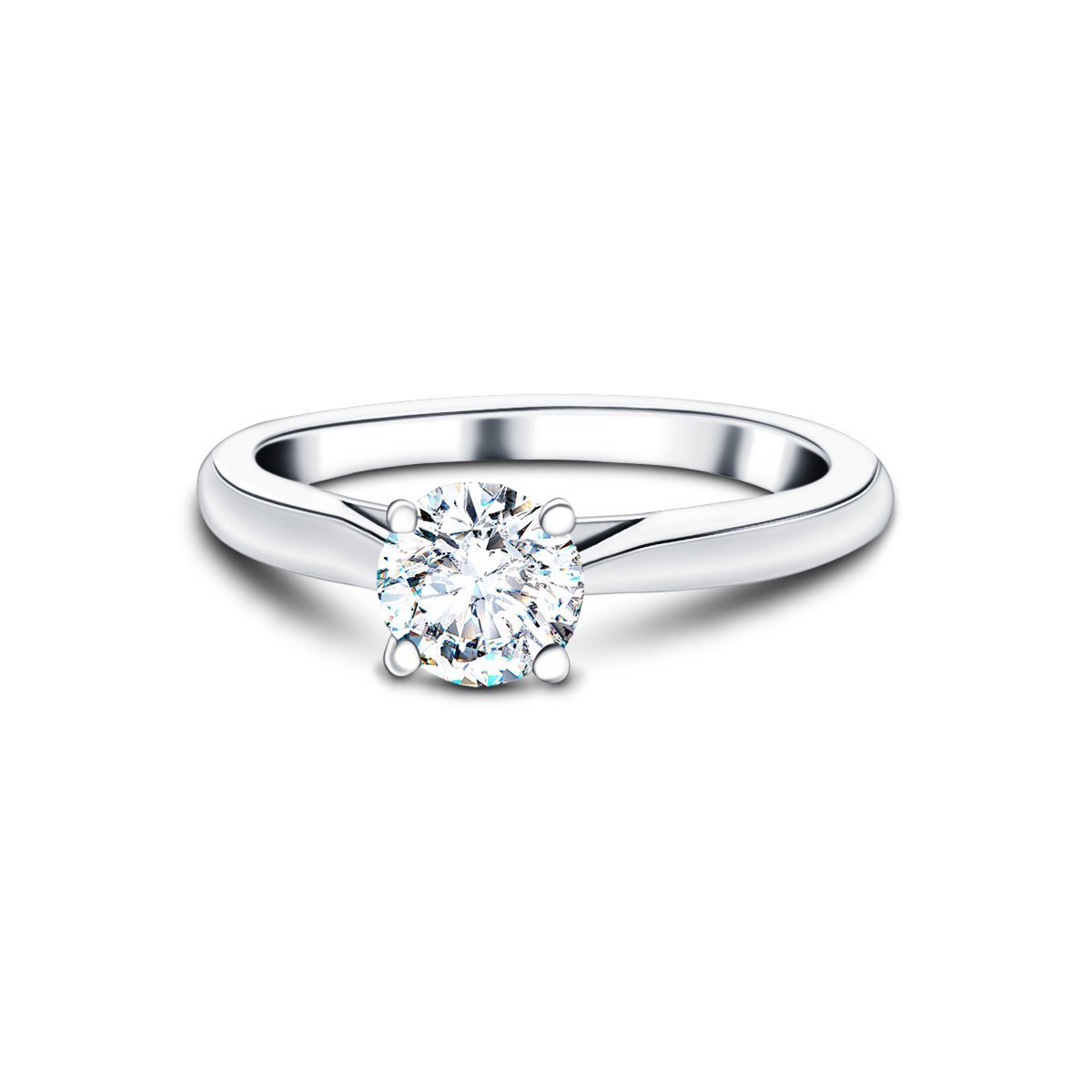 Certified Solitaire Diamond Engagement Ring 0.60ct E/VS Quality 18k White Gold - All Diamond