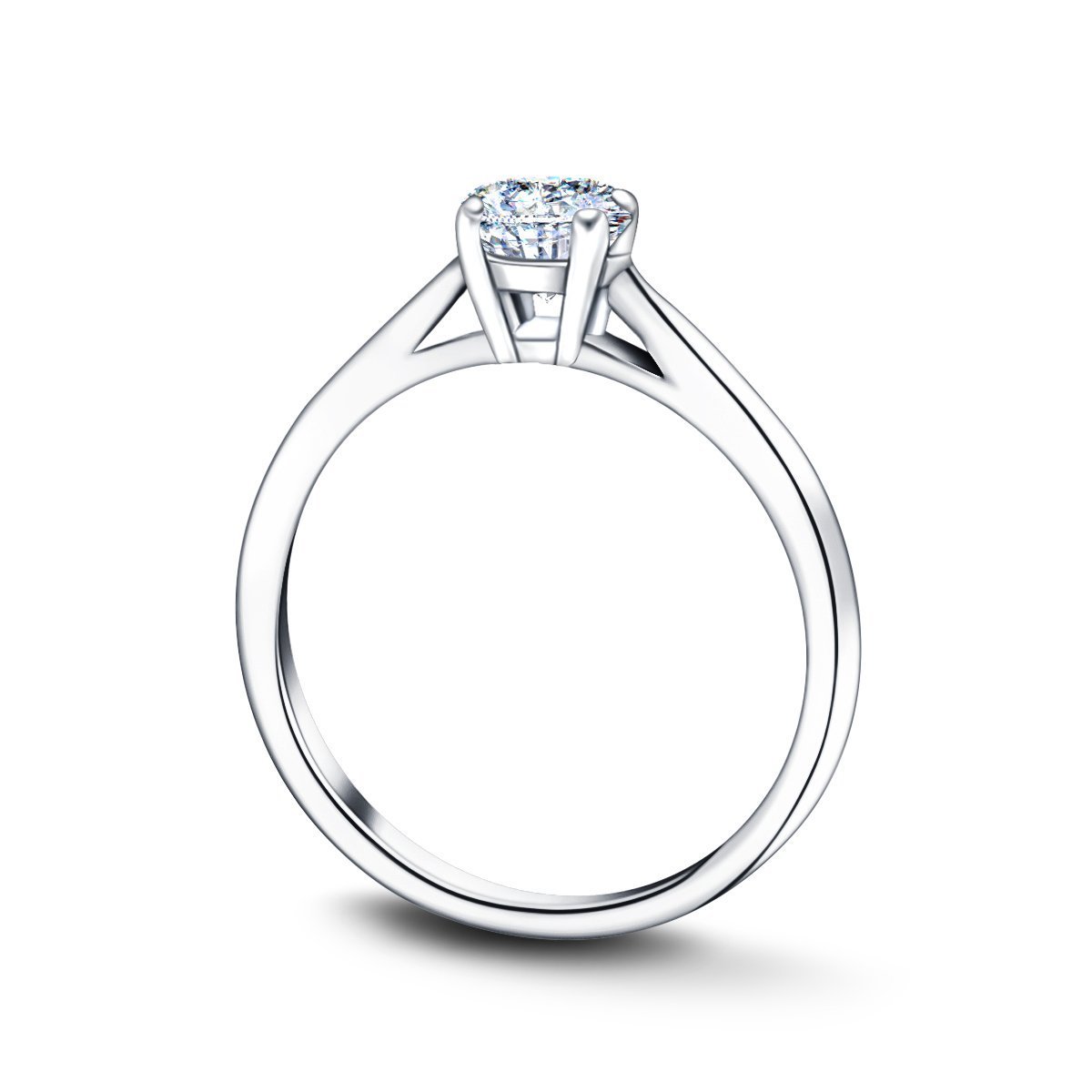 Certified Solitaire Diamond Engagement Ring 0.60ct E/VS Quality 18k White Gold - All Diamond