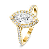 Certified Twist Marquise Diamond Halo Engagement Ring 0.60ct G/SI in 18k Yellow Gold - All Diamond