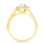 Certified Twist Marquise Diamond Halo Engagement Ring 0.85ct E/VS in 18k Yellow Gold - All Diamond