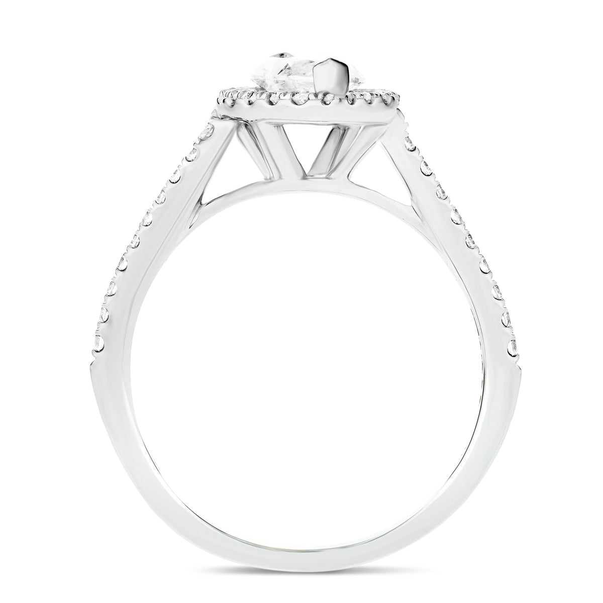 Certified Twist Marquise Diamond Halo Engagement Ring 0.85ct E/VS in Platinum - All Diamond