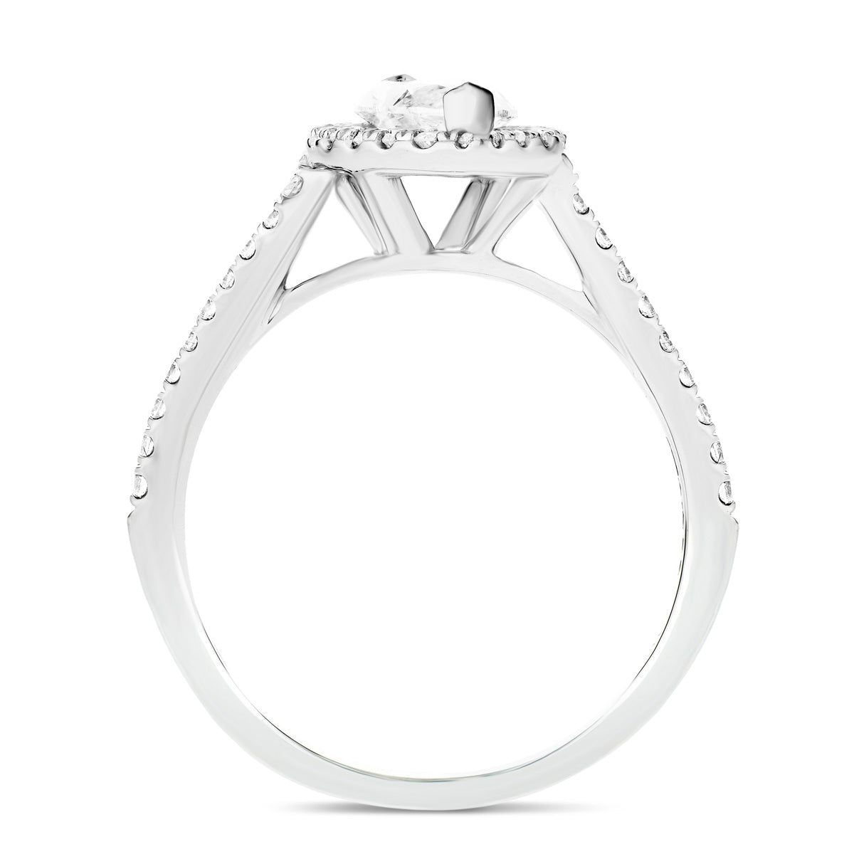 Certified Twist Marquise Diamond Halo Engagement Ring 1.10ct G/SI in 18k White Gold - All Diamond
