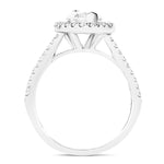 Certified Twist Marquise Diamond Halo Engagement Ring 1.50ct E/VS in 18k White Gold - All Diamond