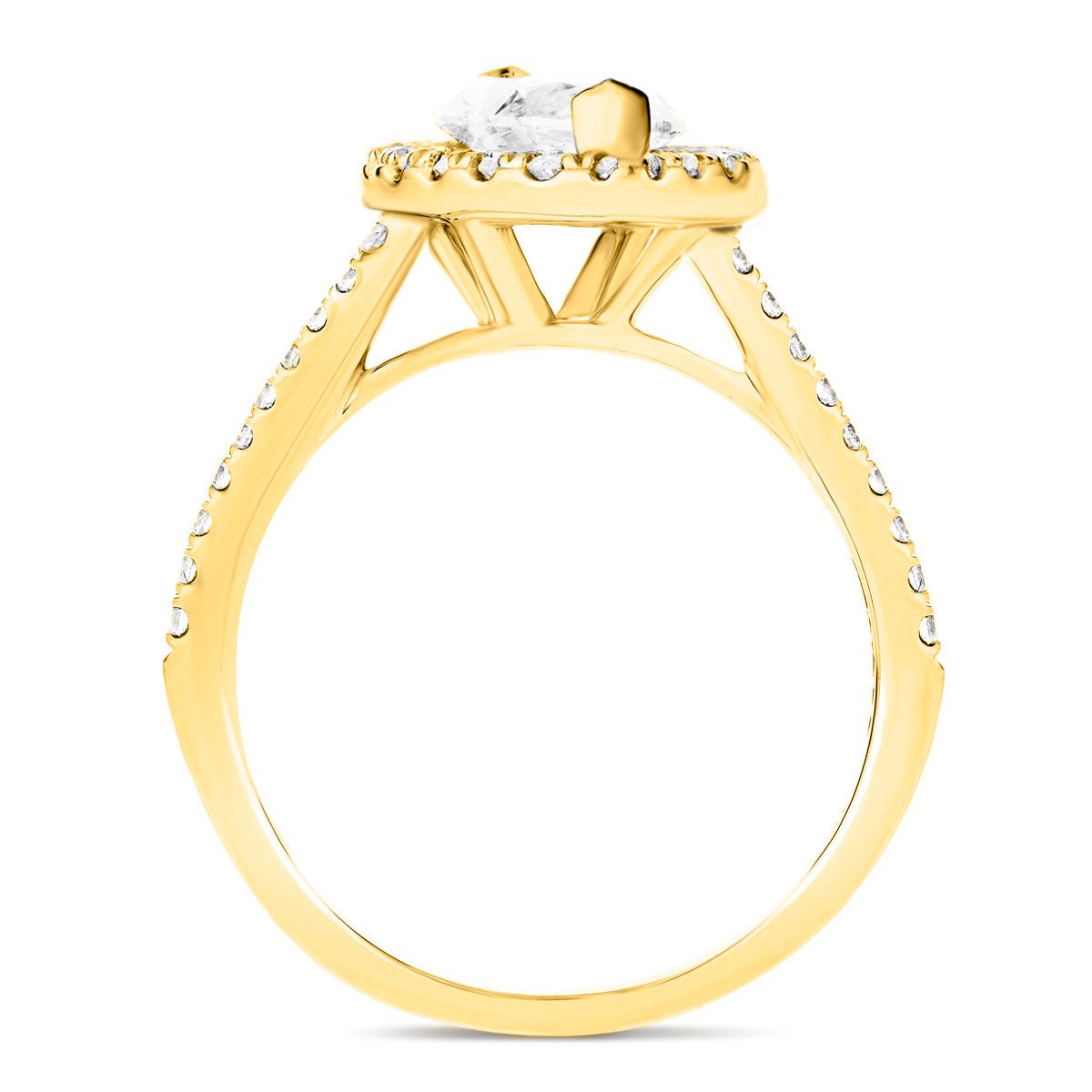 Certified Twist Marquise Diamond Halo Engagement Ring 1.50ct E/VS in 18k Yellow Gold - All Diamond