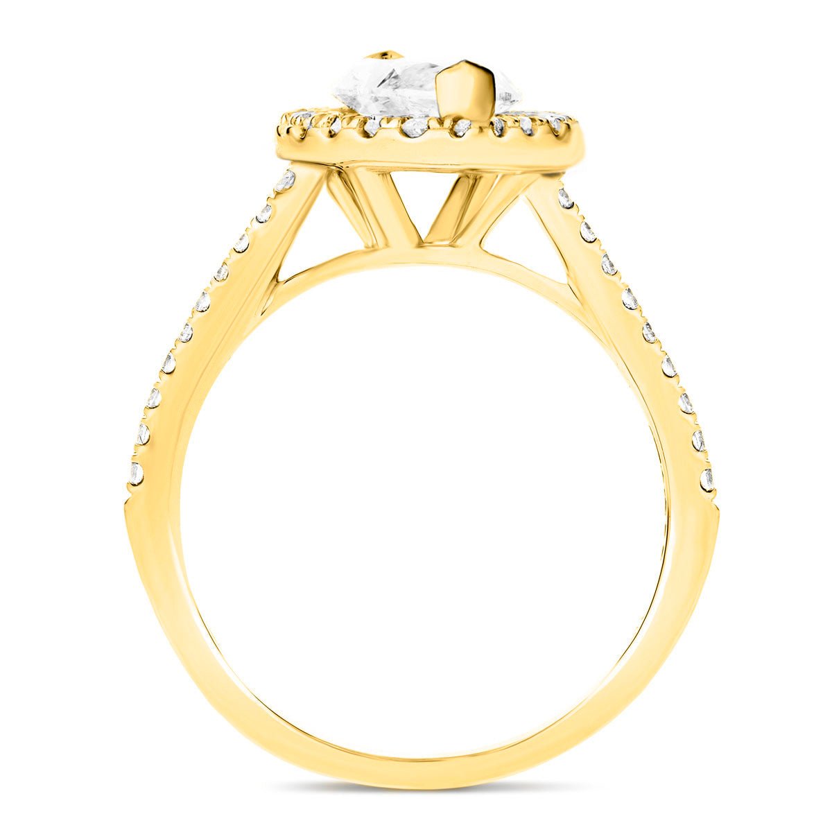 Certified Twist Marquise Diamond Halo Engagement Ring 1.50ct G/SI in 18k Yellow Gold - All Diamond