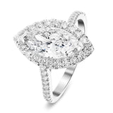 Certified Twist Marquise Diamond Halo Engagement Ring 2.10ct E/VS in 18k White Gold - All Diamond