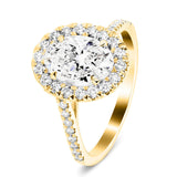 Certified Twist Oval Diamond Halo Engagement Ring 2.10ct E/VS in 18k Yellow Gold - All Diamond