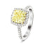 Certified Yellow Diamond Cushion Engagement Ring 1.00ct Ring in 18k White Gold