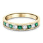 Channel Emerald & Diamond Half Eternity Ring 0.85ct 18k Yellow Gold - All Diamond