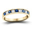 Channel Sapphire & Diamond Half Eternity Ring 0.55ct 18k Yellow Gold - All Diamond