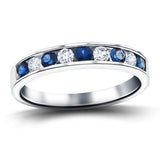 Channel Sapphire & Diamond Half Eternity Ring 1.15ct 18k White Gold - All Diamond