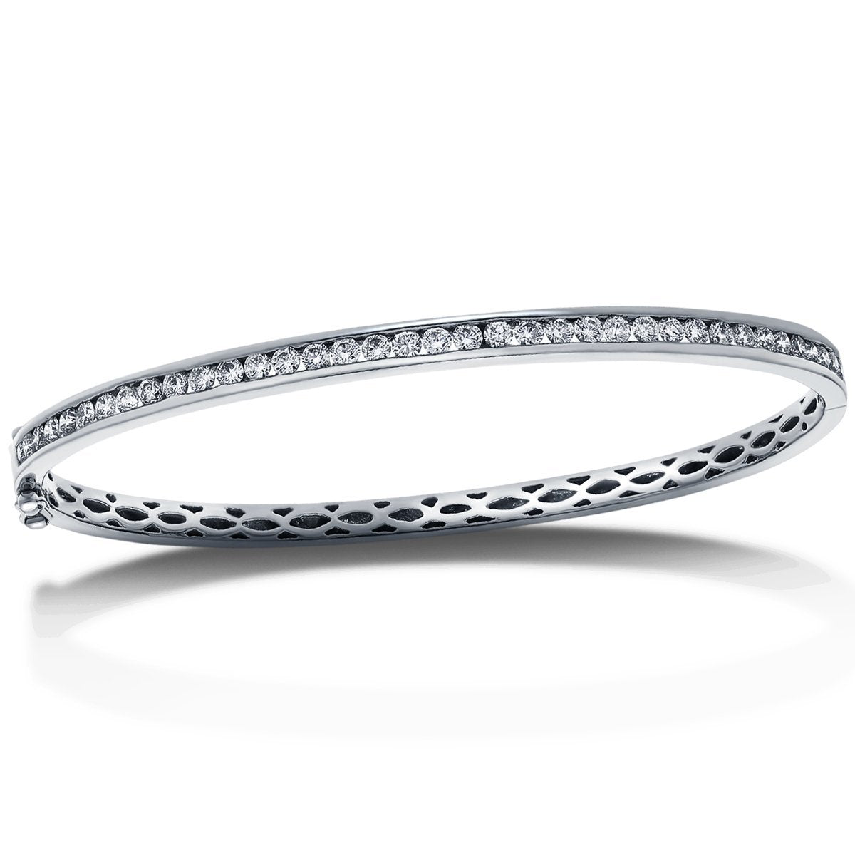 Channel Set Diamond Bangle 0.60ct G/SI Diamond in 18k White Gold - All Diamond