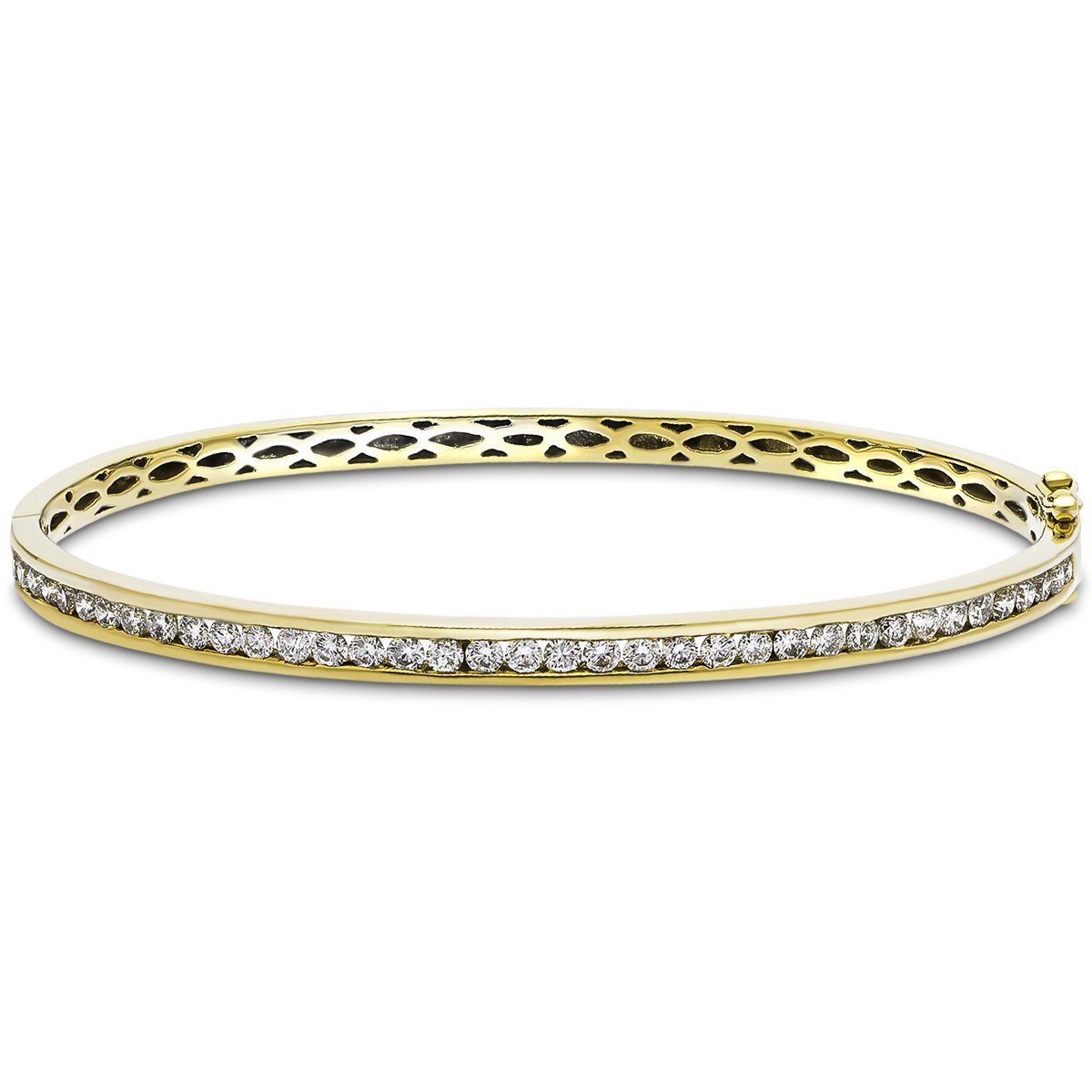 Channel Set Diamond Bangle 2.00ct G/SI Diamond in 18k Yellow Gold - All Diamond