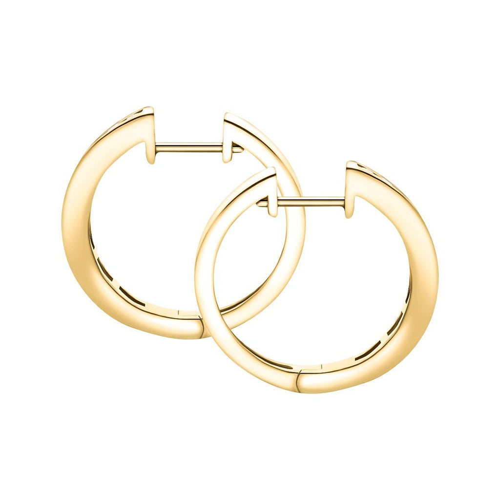 Channel Set Diamond Hoop Earrings 0.40ct G/SI 18k Yellow Gold 17.0mm - All Diamond