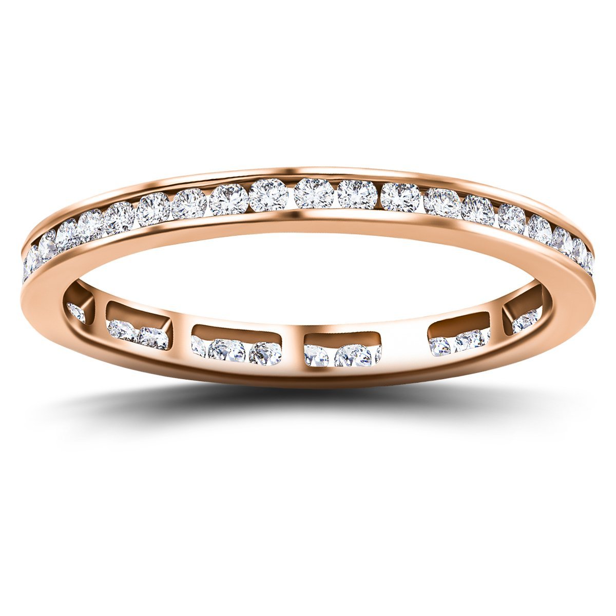 Channel Set Full Eternity Diamond Ring 0.50ct 18k Rose Gold 2.5mm - All Diamond