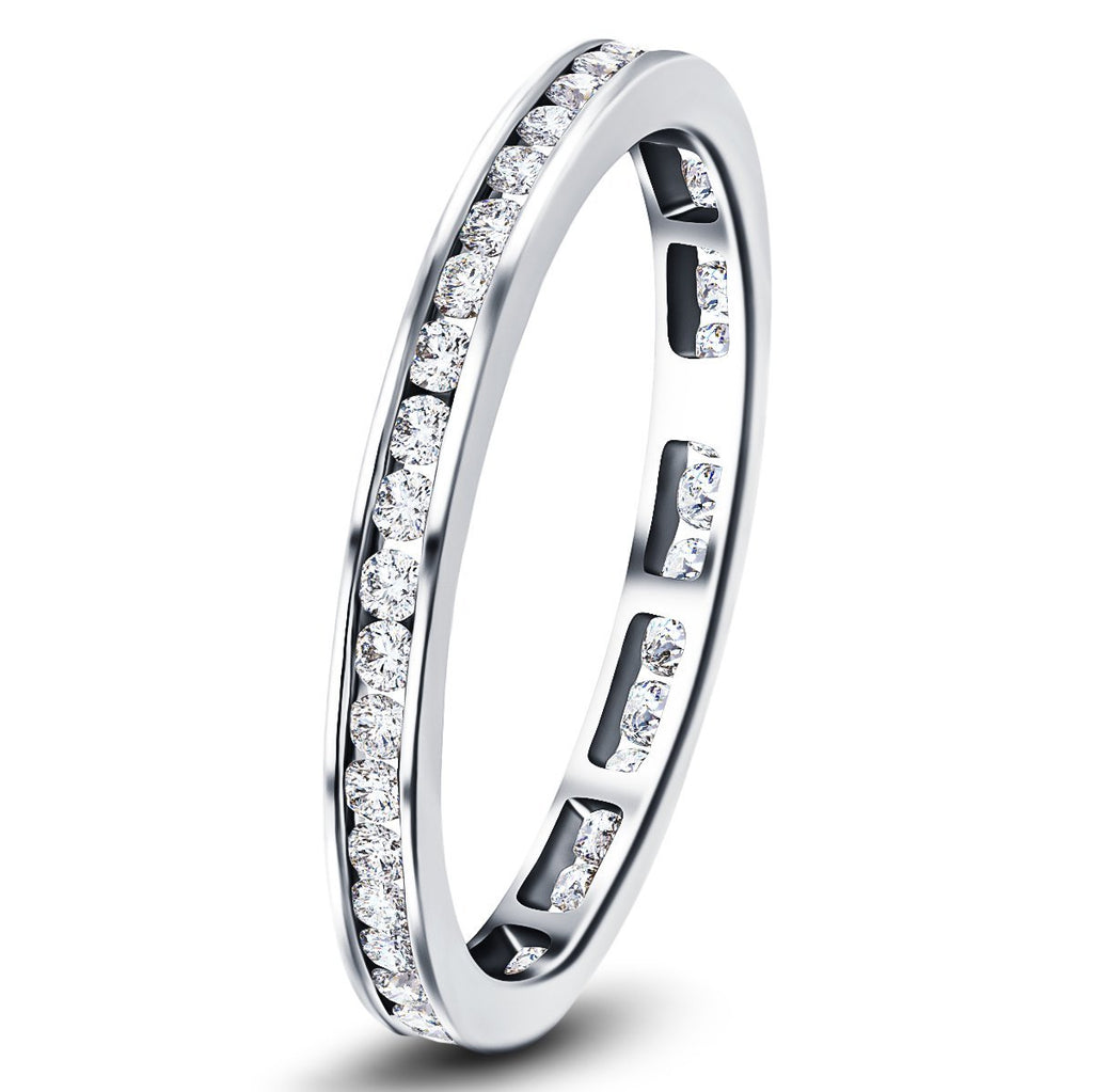 Channel Set Full Eternity Diamond Ring 0.50ct 18k White Gold 2.5mm - All Diamond