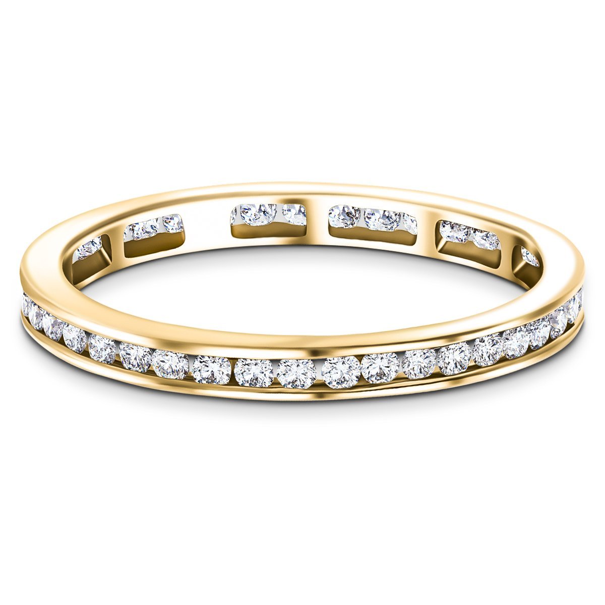 Channel Set Full Eternity Diamond Ring 0.50ct 18k Yellow Gold 2.5mm - All Diamond