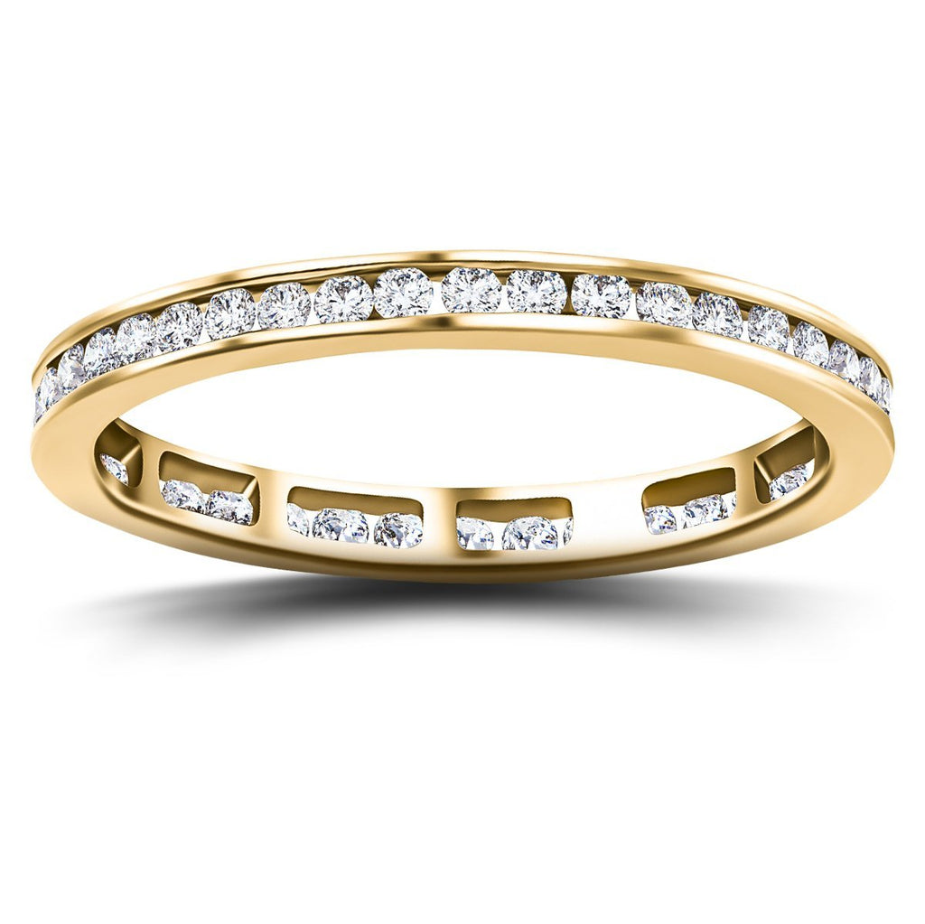 Channel Set Full Eternity Diamond Ring 0.50ct 18k Yellow Gold 2.5mm - All Diamond